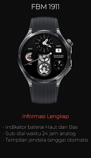 Screenshot ponsel FBM 1911: Mekanis Watch Face 2