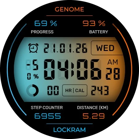 Lockram: Digital watch face skjermbilde på klokken 1