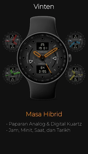 Tangkapan skrin telefon Vinten: Muka Jam Hibrid Neon 1